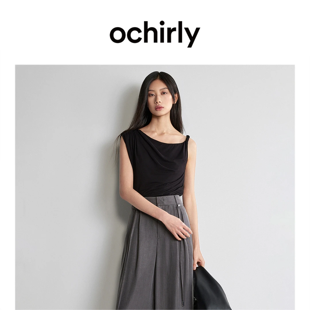 ochirly不对称无袖t恤上衣透气别致设计感1LC202960F