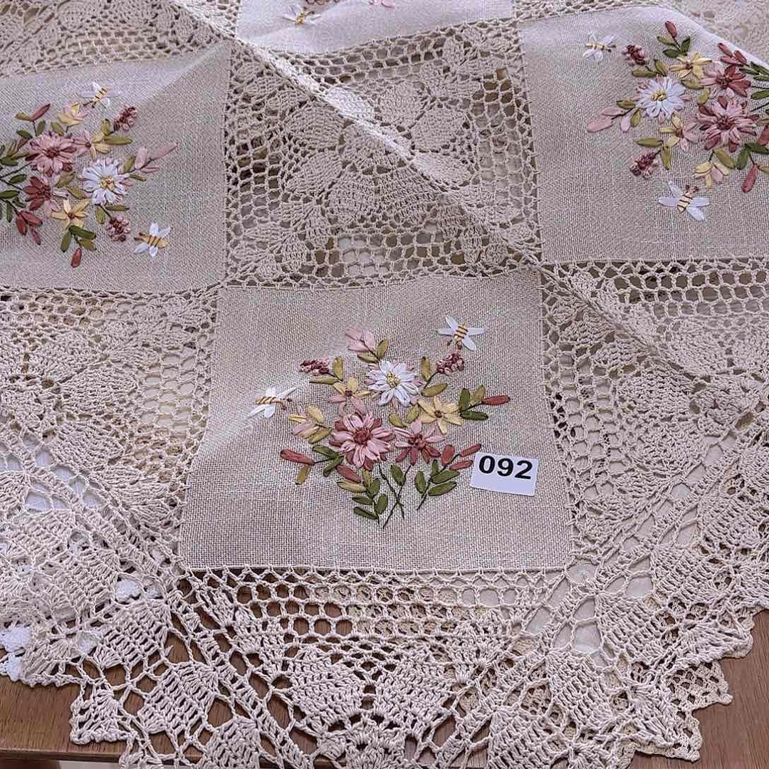 毛绒钩针相拼85方巾092号