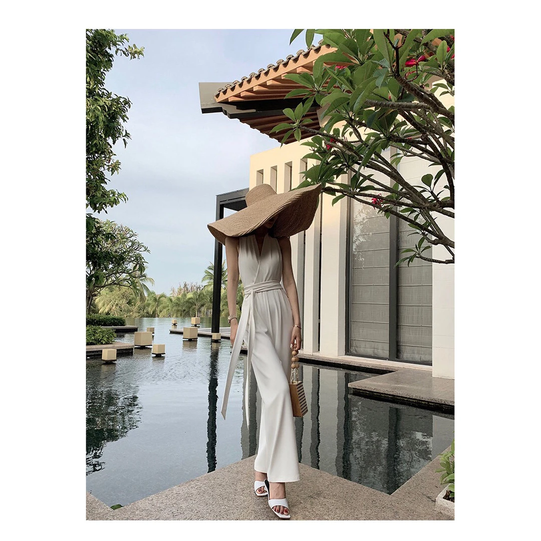 哥弟阿玛施正品连体阔腿裤女夏季2025新款时尚休闲修身显瘦名媛气