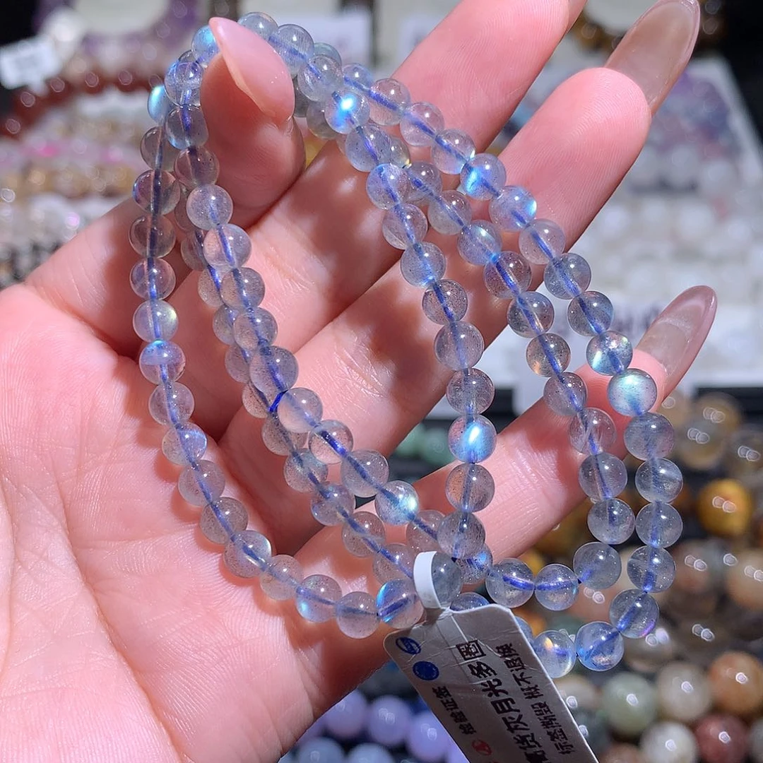 未镶嵌手链水晶灰月光多圈5咪