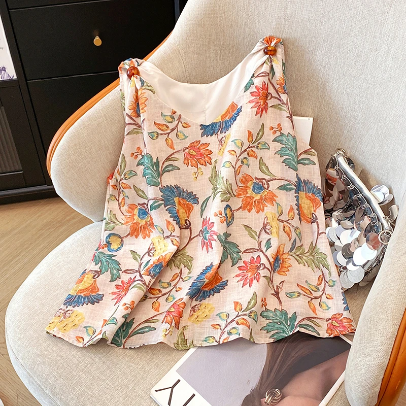 碎花吊带背心女夏季外穿小衫多巴胺无袖上衣高级感气质减龄娃娃衫