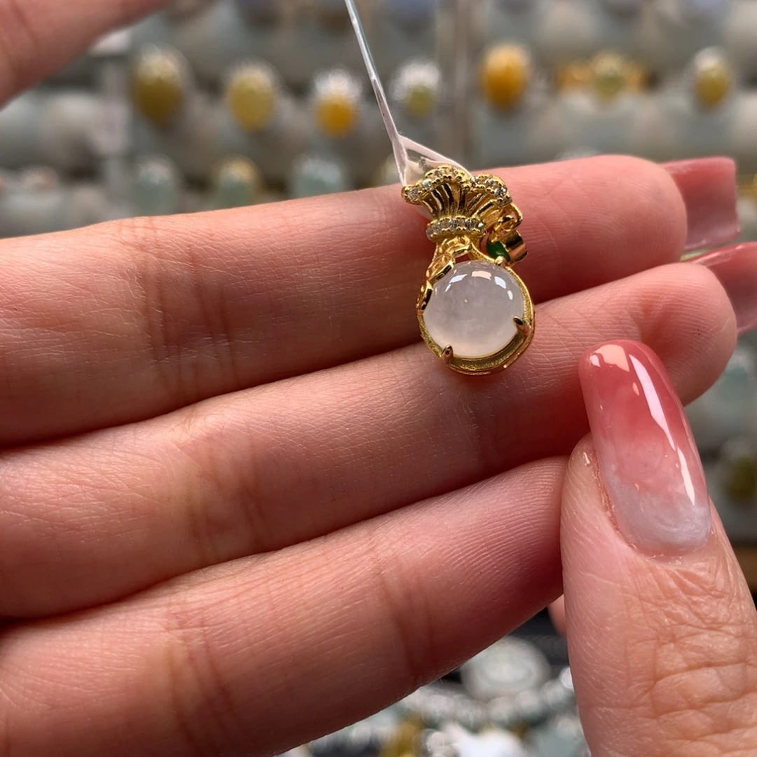 银S925镶嵌戒指翡翠吊坠