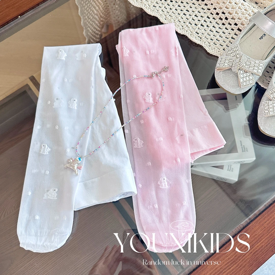 现飞飞家闪闪兔连裤袜夏新款提花连体丝袜超薄女童打底袜FF2764