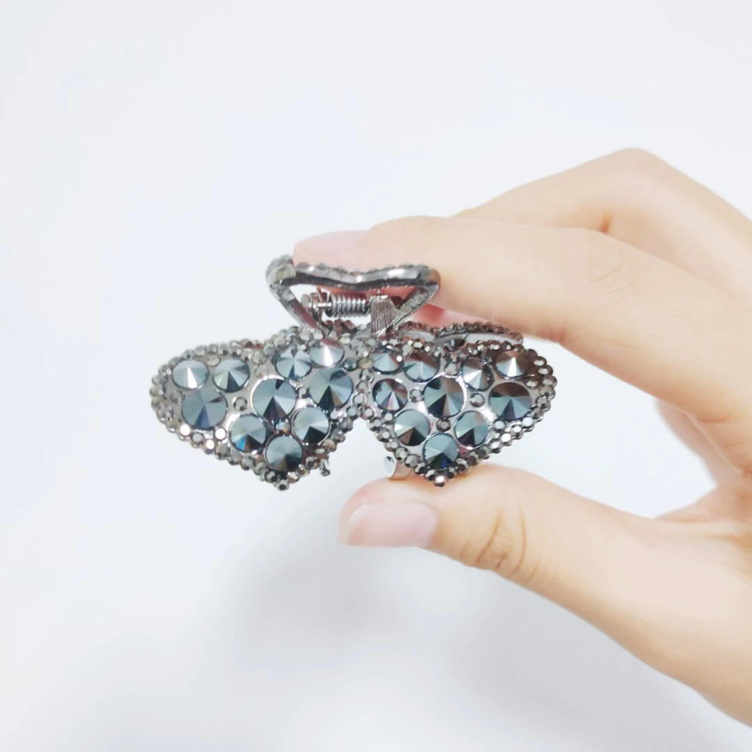 FJ1594【黑美人】中号黑钻双爱心抓夹