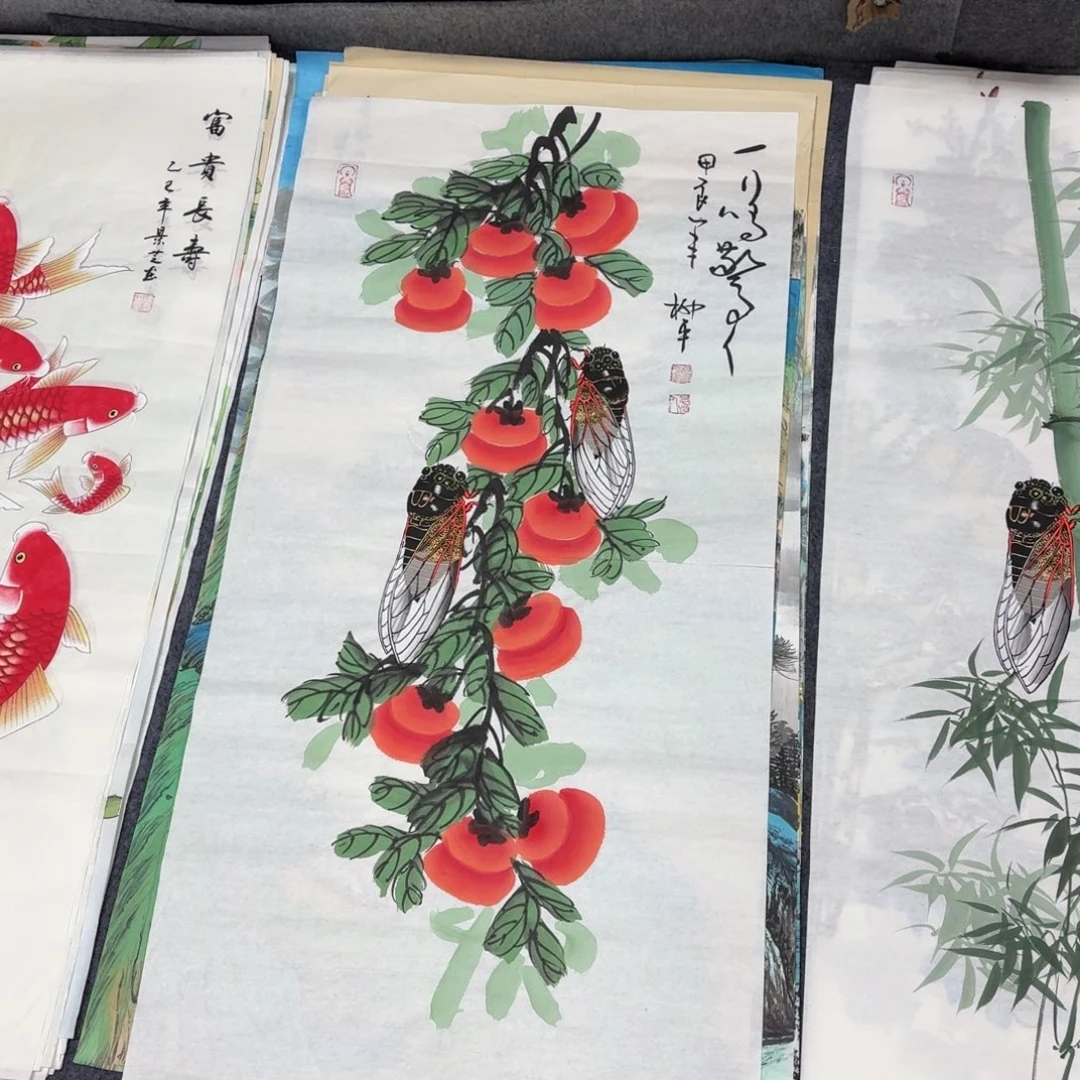 国画100×50手绘画画画