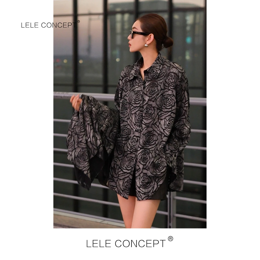 LELE CONCEPT丨「丽」【人间富贵花】气质款玫瑰围巾衬衫FC25D0204Y