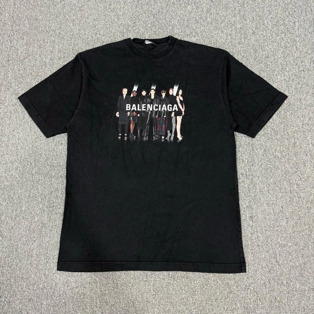 99新 Balenciaga/巴黎世家 16110360 黑色人像乐队短袖 XXS码99新