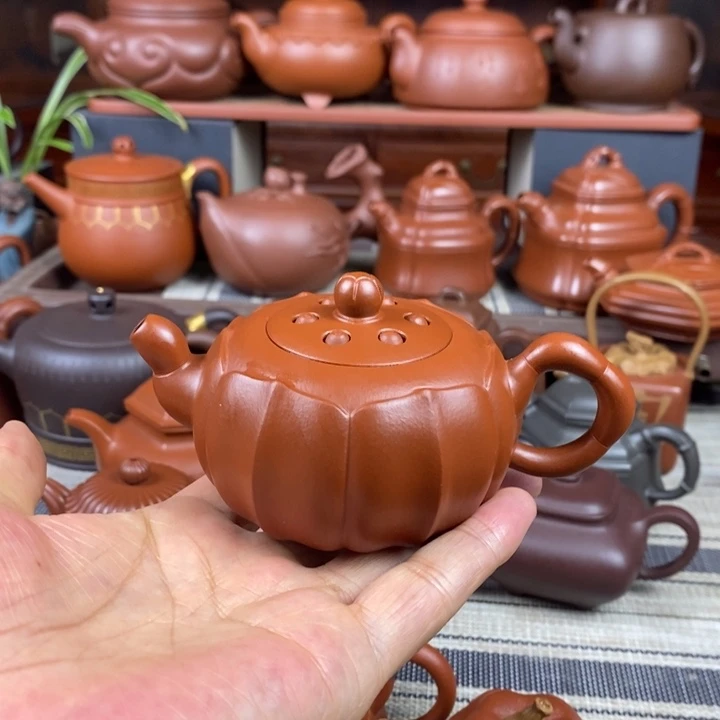 茶壶紫砂筋纹莲子150cc原矿赵庄朱泥特价