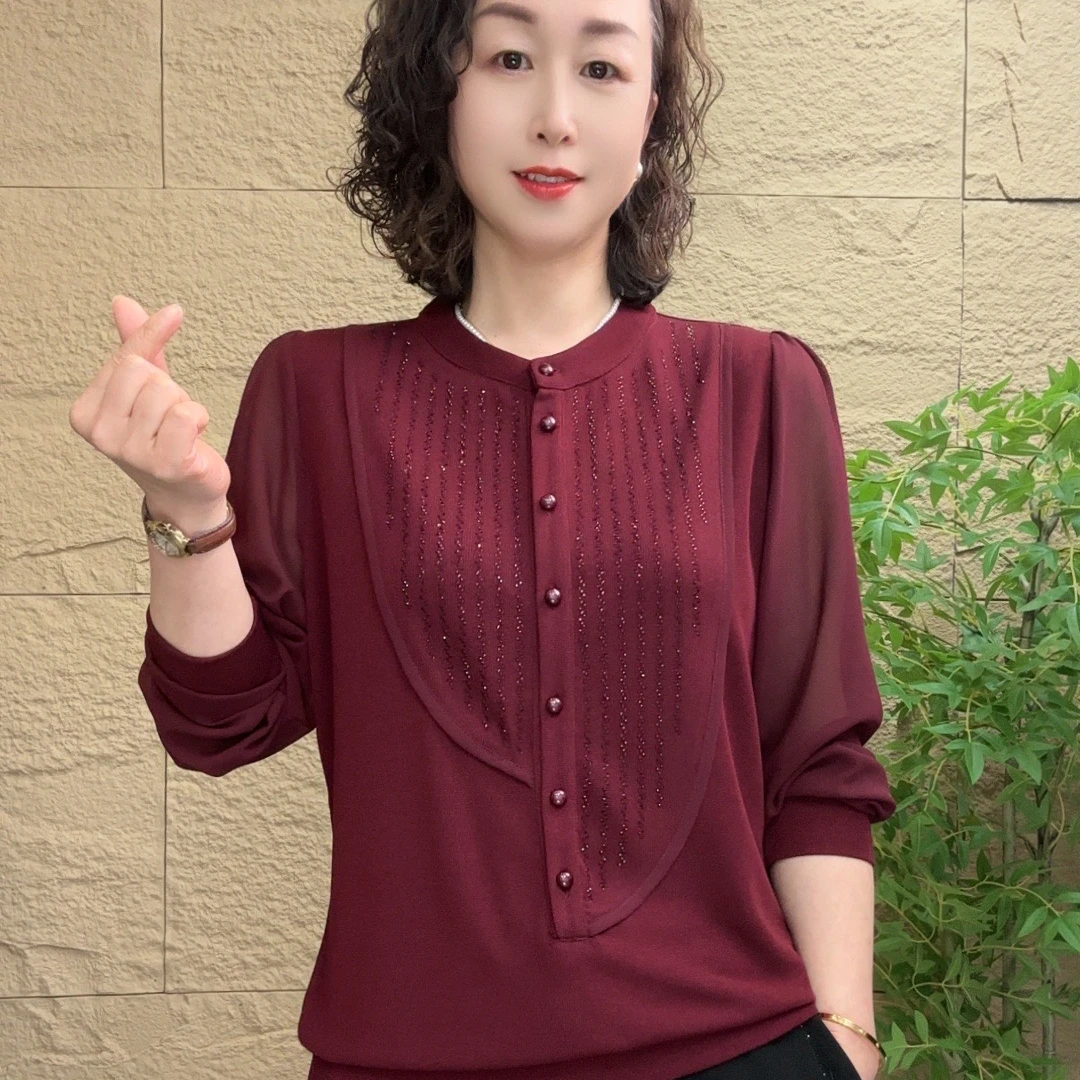 2025春季新款妈妈装女装时尚洋气遮肚显瘦气质减龄休闲百搭小衫