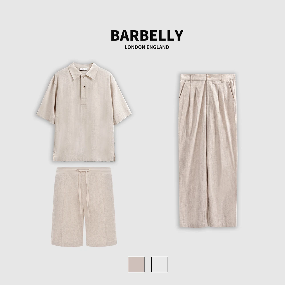 娜先生 男款夏季苎麻休闲透气短袖短裤长裤61209/60969/61208