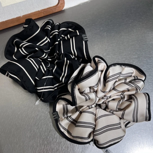 缎面包边条纹发圈韩系百搭简约