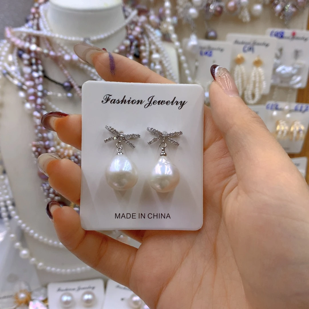 淡水珍珠耳饰银S925镶嵌