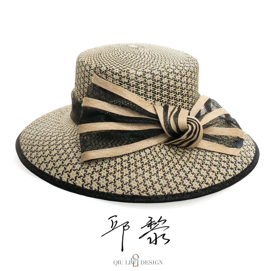 邱黎 · 双色蝴蝶结织带托奎拉巴拿马草帽 1d2258