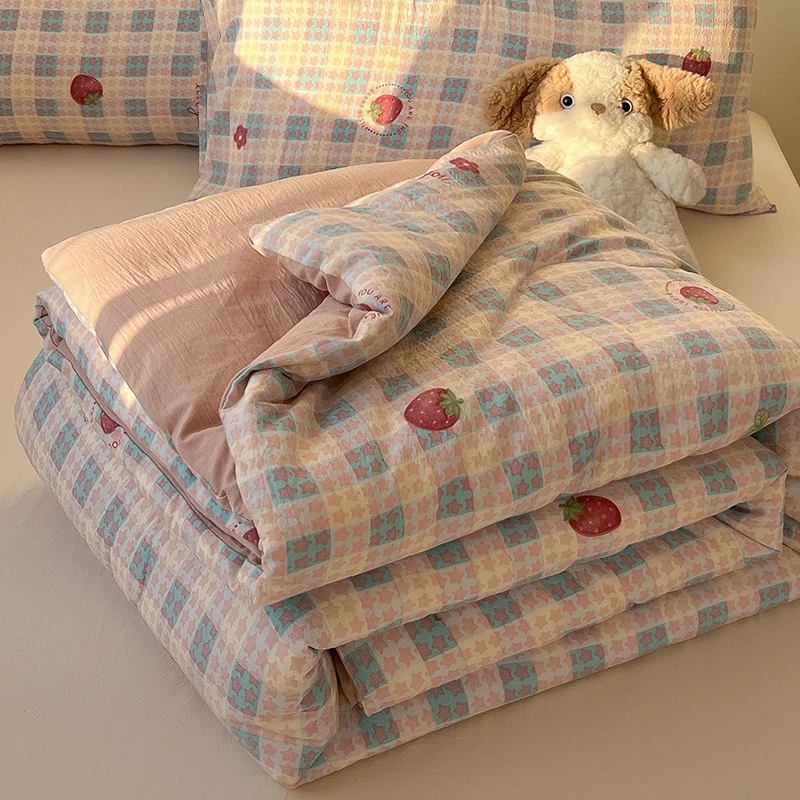 可爱亲肤双层纱夏被空调被夏季可机洗宿舍夏凉被单双人儿童薄被子