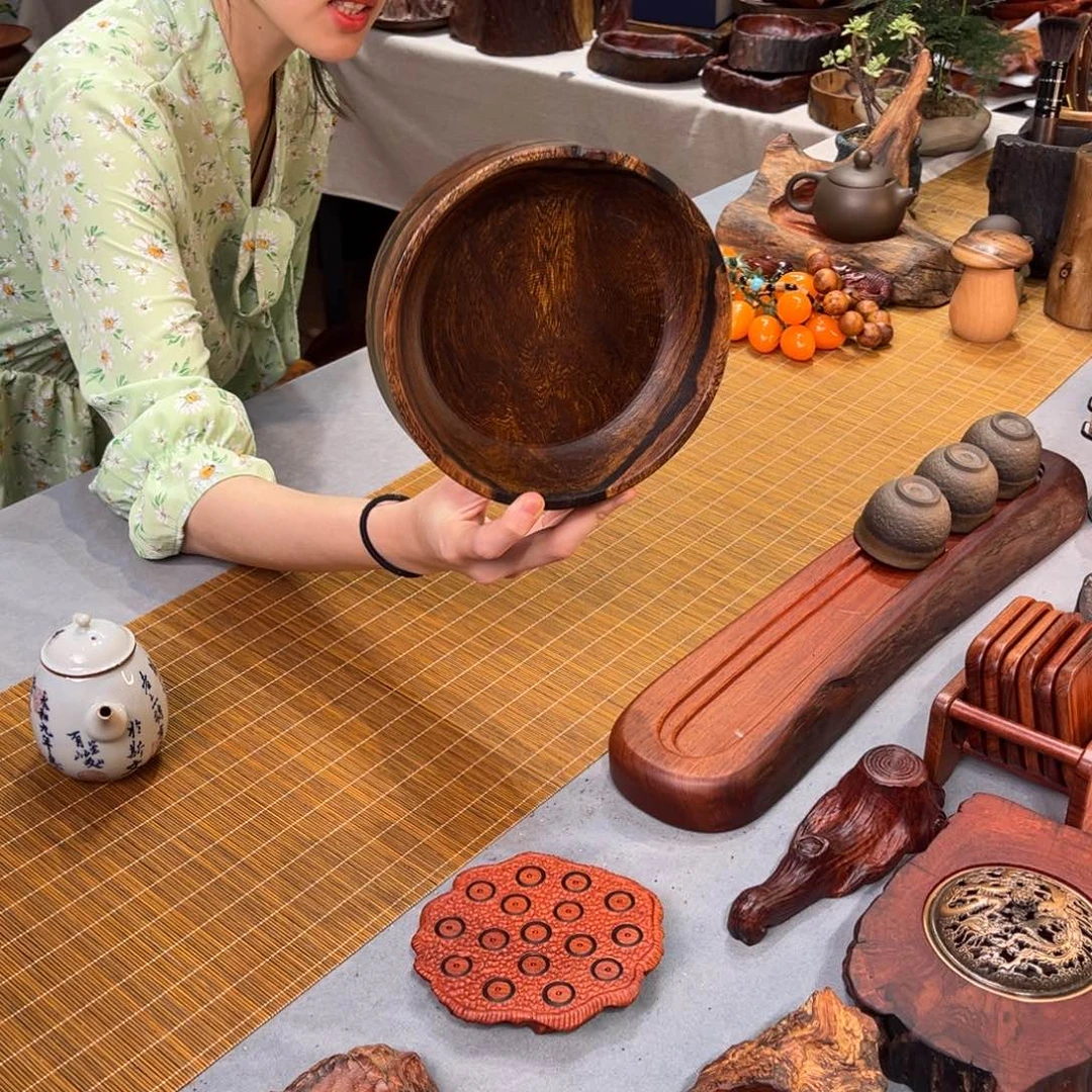 缅甸鸡翅木工艺果盘
