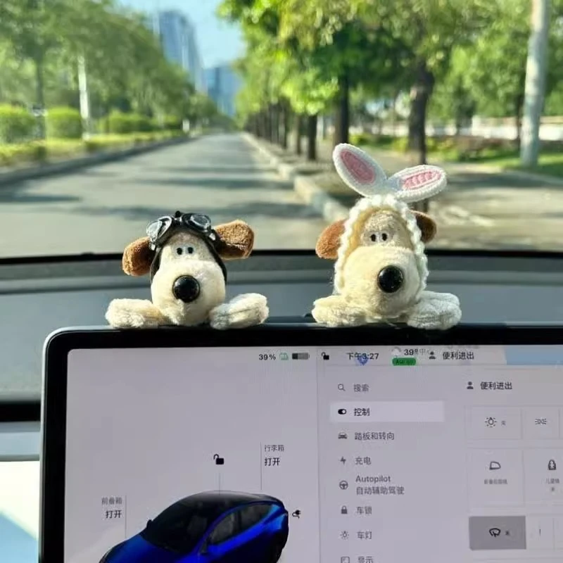 蝴蝶结小狗汽车摆件装饰2025屏幕摆件中控屏可爱摆件装饰汽车用品