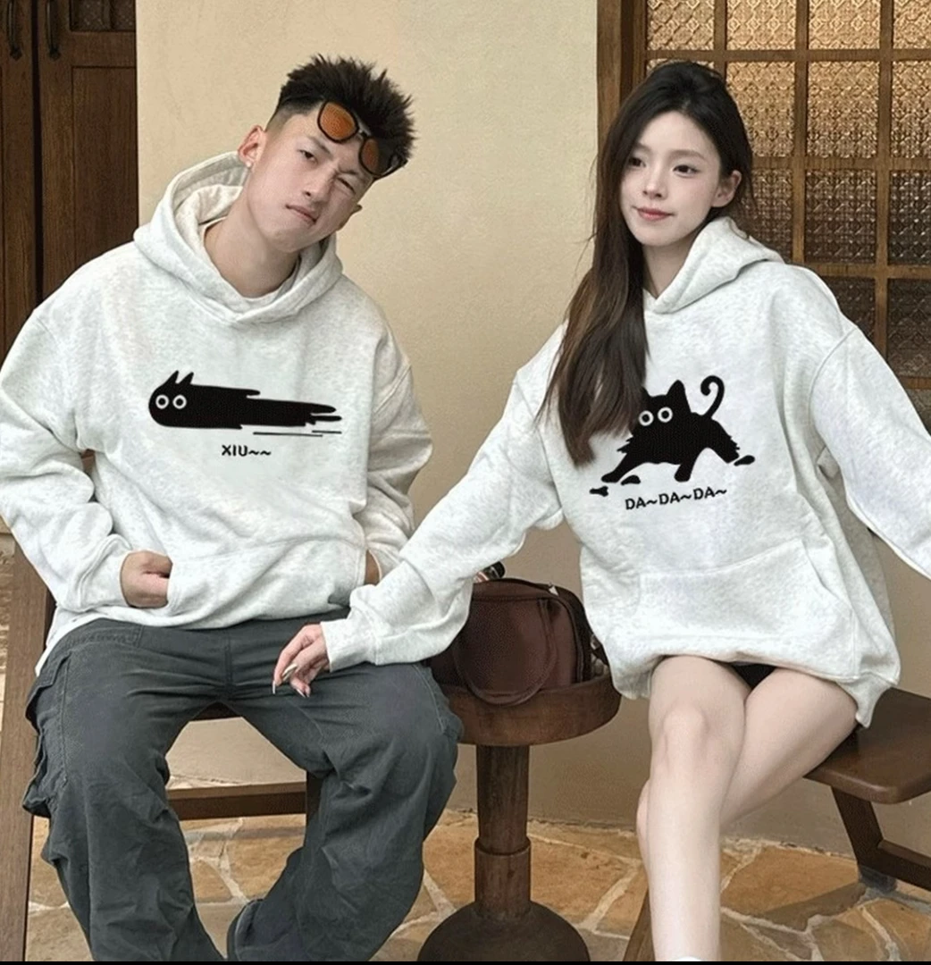 早秋情侣装卫衣2025新款百搭秋冬季新款连帽可爱猫卫衣氛围感穿搭