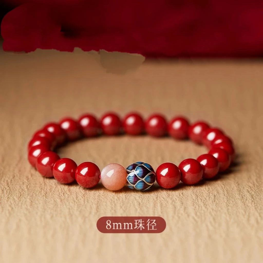 钛钢珐琅手链 朱朱莲花手串2025本命年手链女白鹿同款转运珠