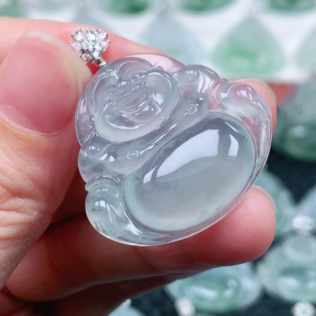 翡翠18K金镶嵌吊坠(不含链)?****圳