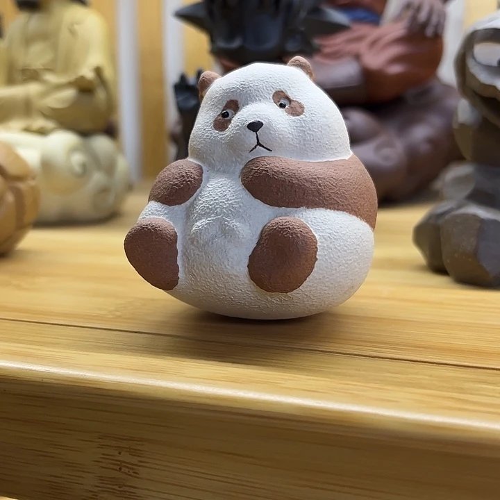 ****下紫砂茶宠紫砂七仔熊猫茶宠摆件