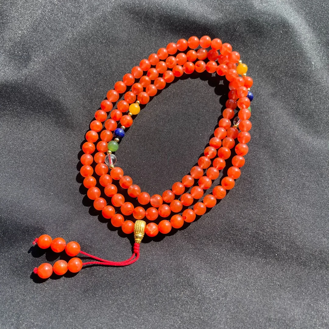 菲菲珠宝好@S925南红圆珠项链约6mm+