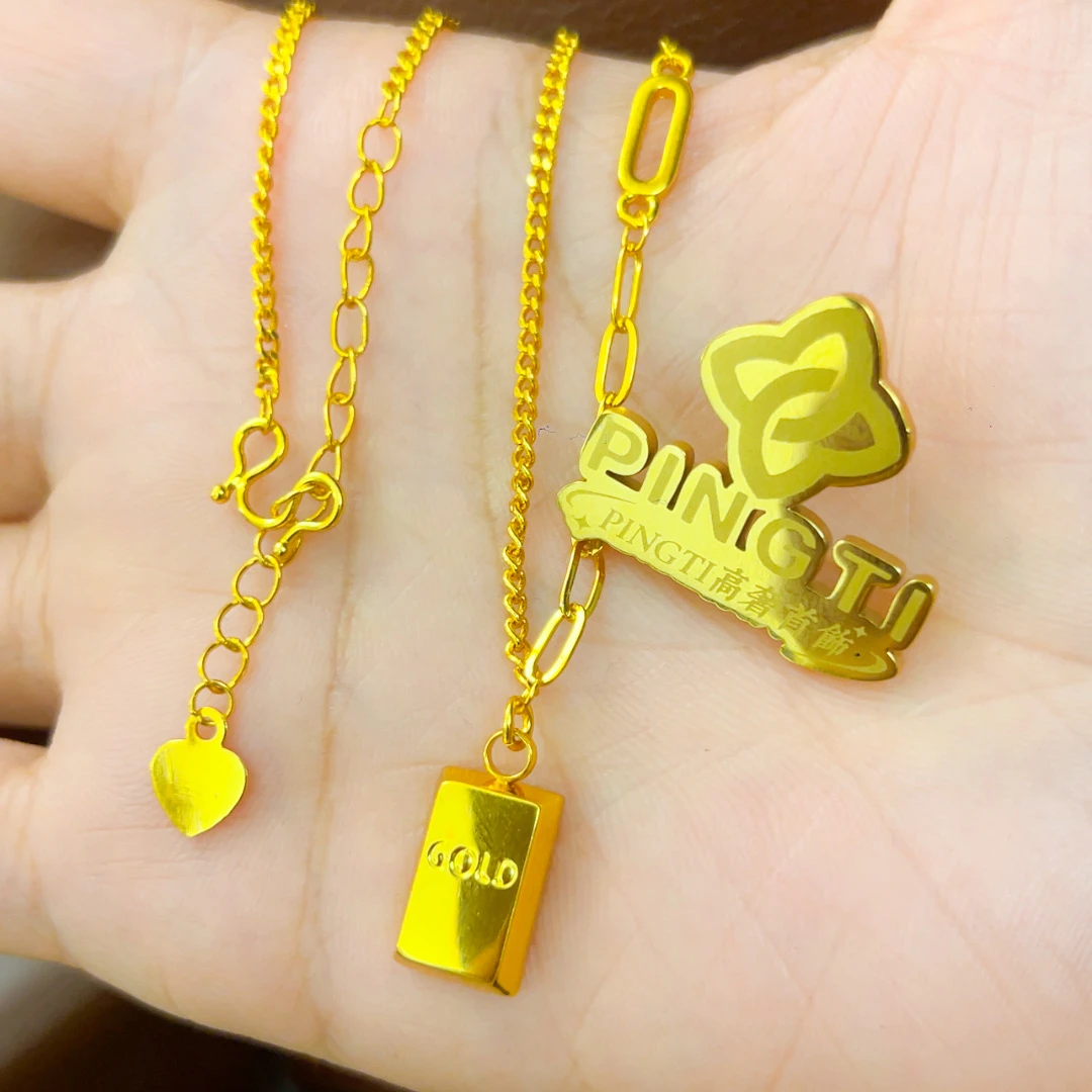 实拍精工暴富小砖套链时尚轻奢百搭小众光面简约经典项链锁骨链