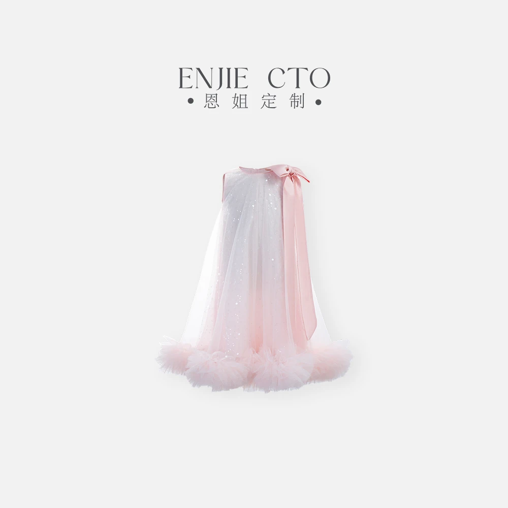 【粉雾星河】C夏季童装时尚女童蕾丝网纱亮片背心裙ENCK70091