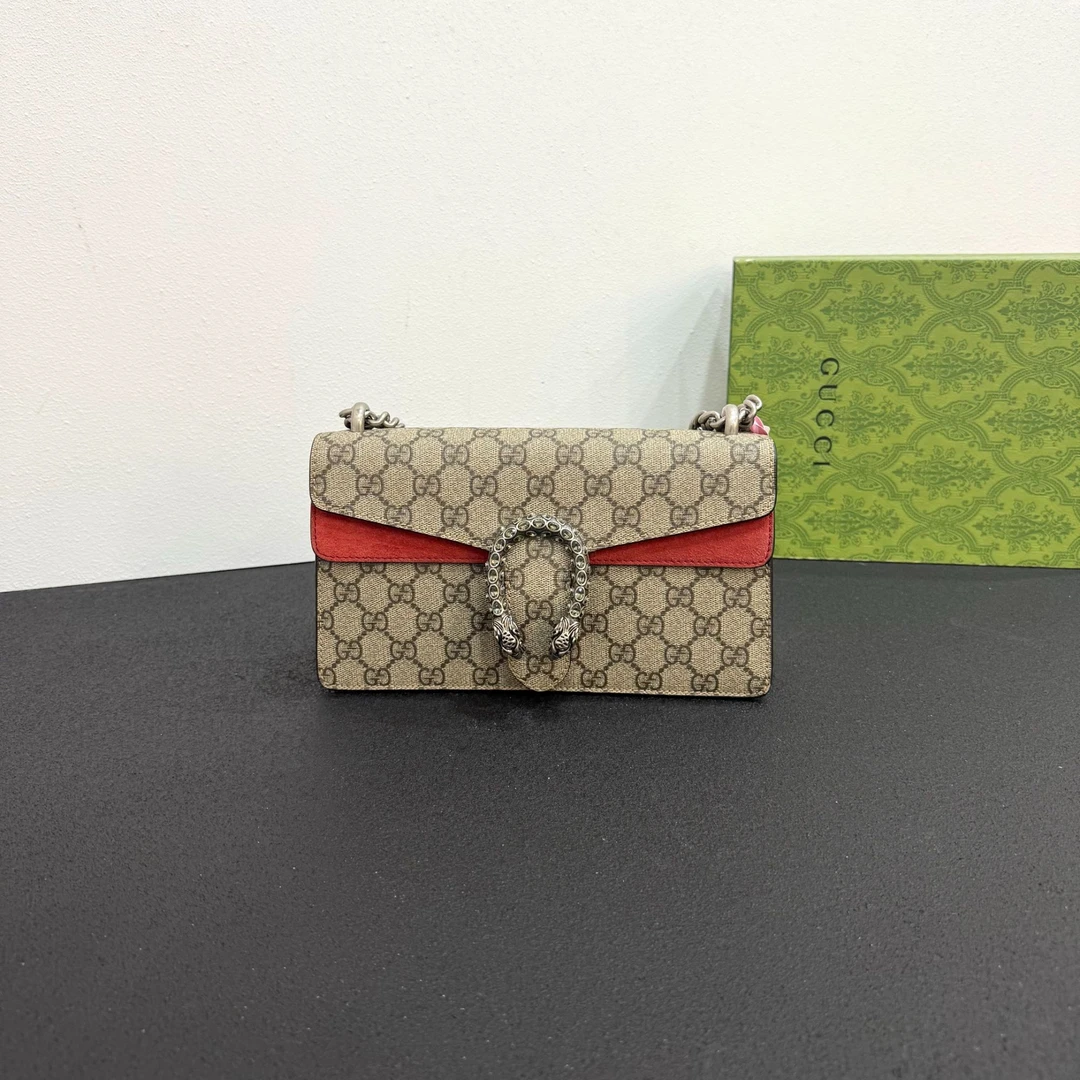 未使用 GUCCI/古驰 壹所/GUCCI酒神中号 钻扣 红色 新款 闲置*