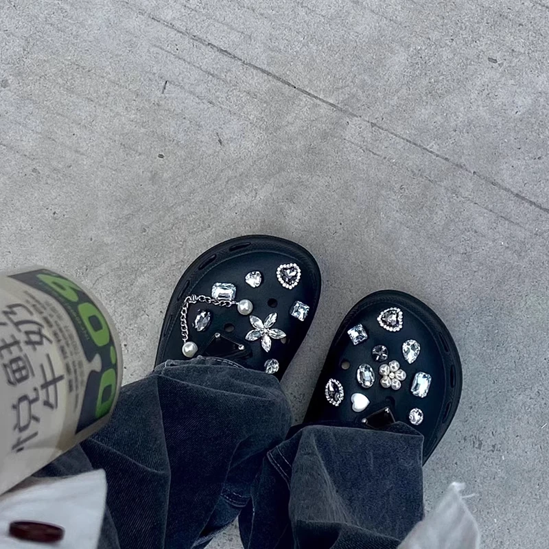 钻石链条洞洞鞋配饰可拆卸高级感鞋扣配件适配Crocs/Cross