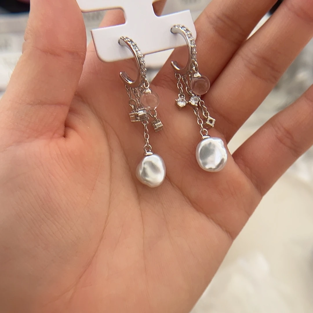 合金淡水珍珠耳饰