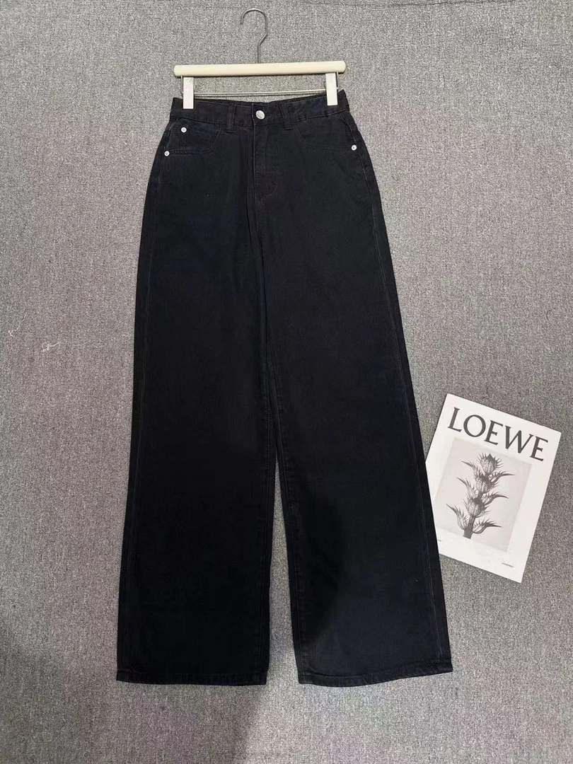 断码福利No退换 夏季薄款 薄棉料高腰黑牛仔直筒裤女