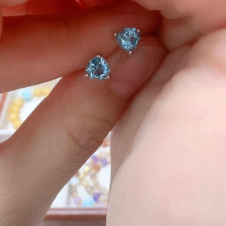 托帕石耳饰银S925镶嵌耳钉