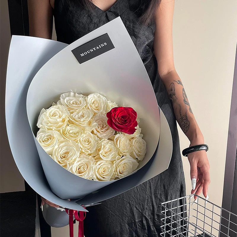 悦木 190克加厚双面银色卡纸时尚花束包装造型纸花店花艺包装纸