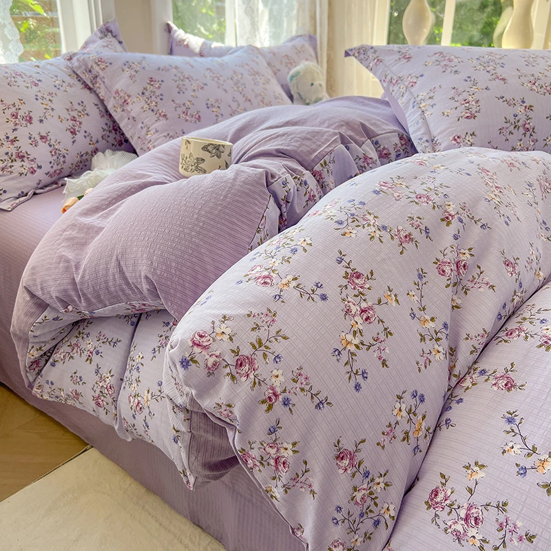 A类彩竺棉亲肤柔软四件套碎花小清新被套200*230尺寸