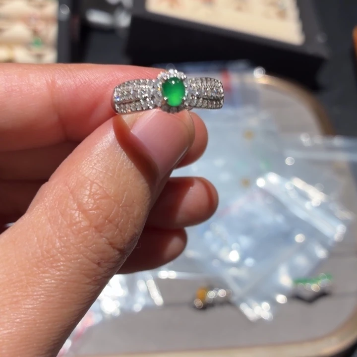 翡翠银S925镶嵌戒指B06