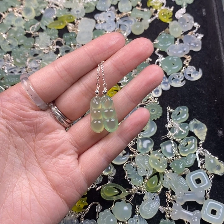 蛇纹石玉未镶嵌挂件耳饰耳环项链