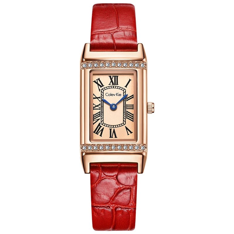 正品colevkie黛绰维纳系列长方形女士腕表职场气质8025