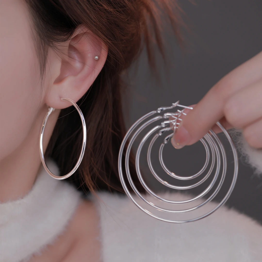 CUOOYINO/初影 铜合金耳饰 【素圈】925银针耳环女精致耳圈百搭耳饰