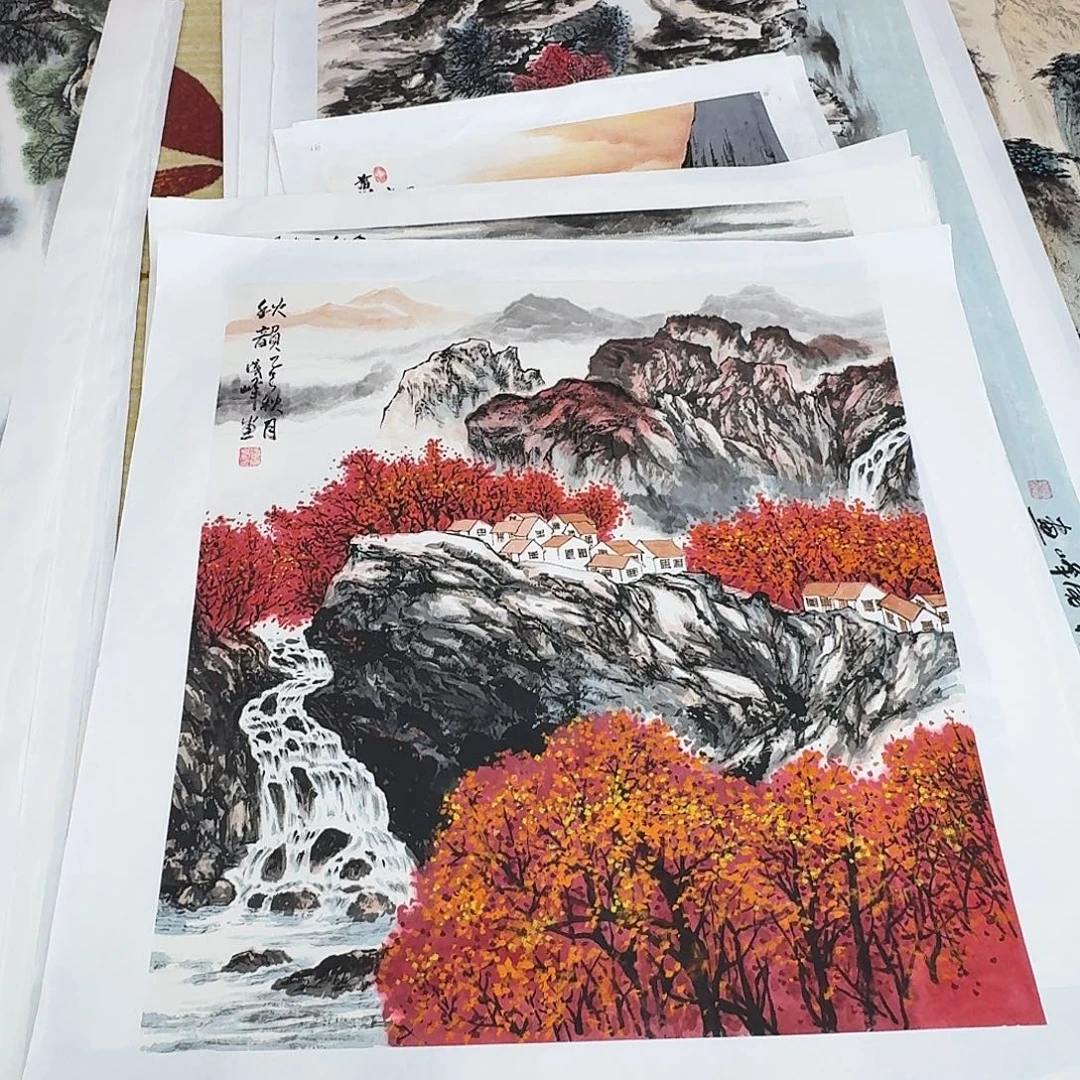 国画六尺斗方手绘作品
