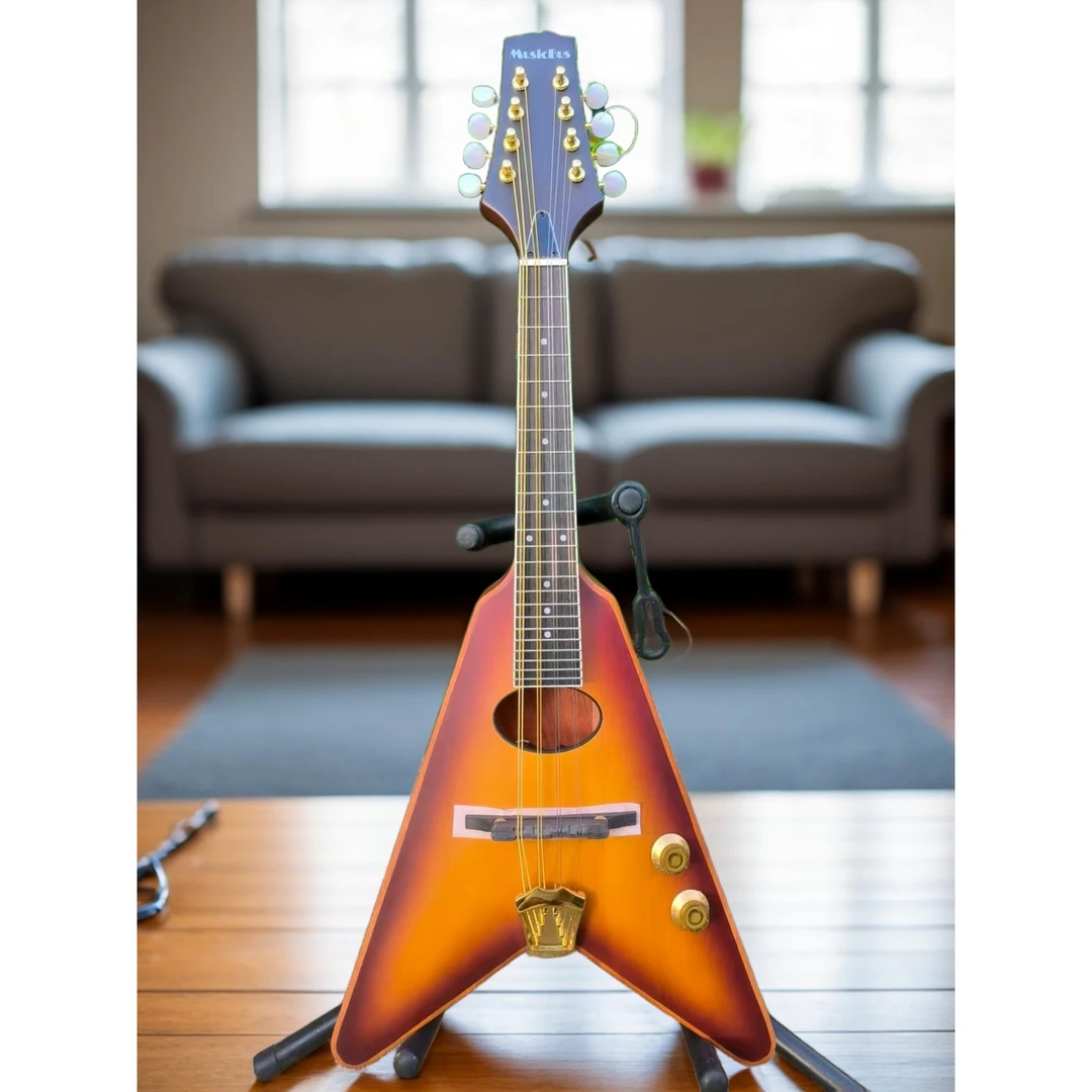 MusicBus异形曼陀铃摇滚版电箱曼陀林桃花心一体实木挖空工艺专业