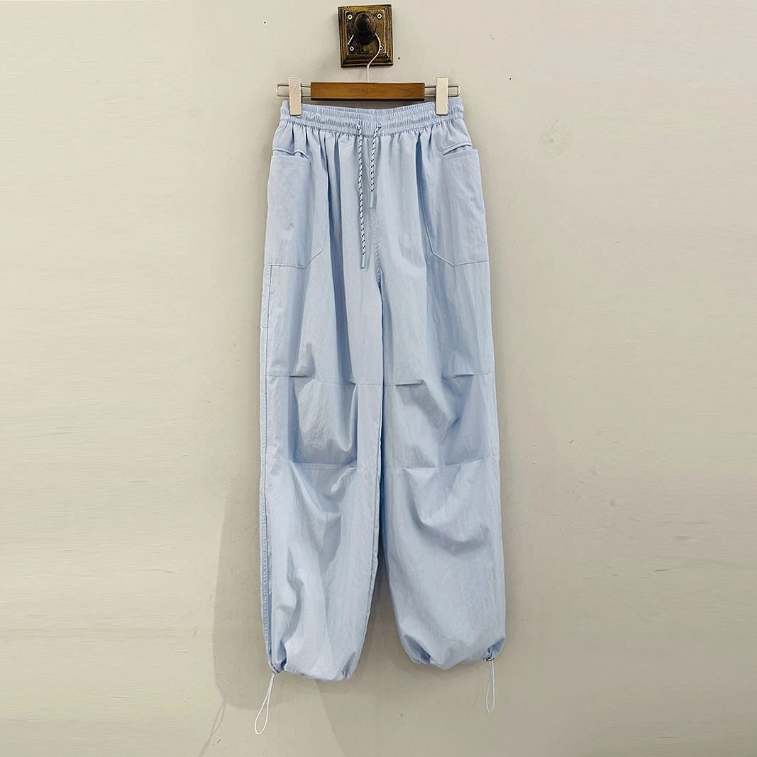 KCXFS21B麦寻2025夏款时尚气质通勤松紧腰抽绳工装裤简约休闲款