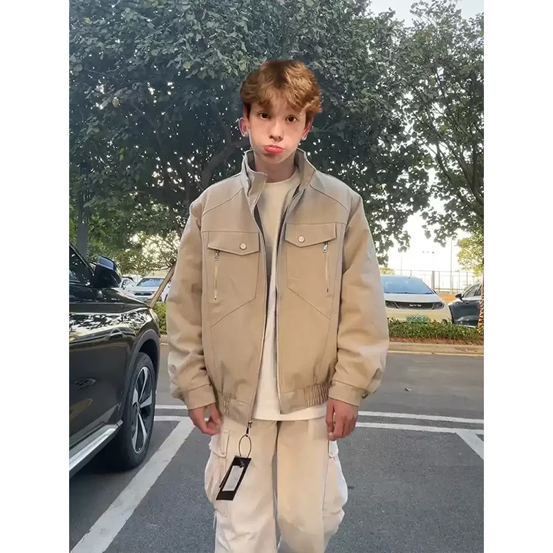 pscett座山蟒立领外套男春秋季短款哈灵顿工装夹克美式正肩棒球服