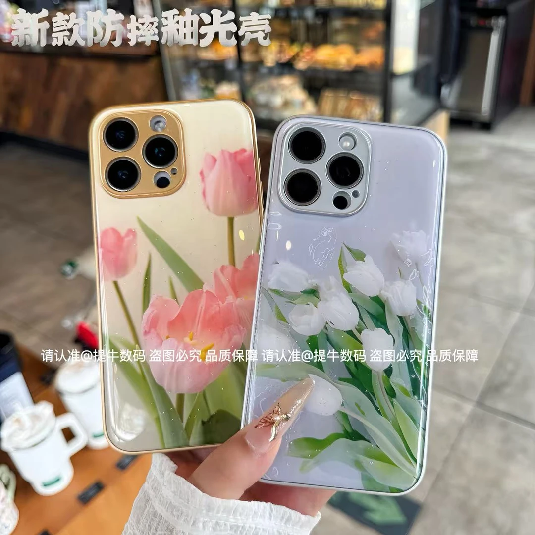 苹果/小米/华为/荣耀/OPPO/VIVO 网红郁金香花海耐磨防摔手机壳