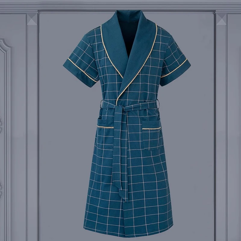 睡袍男士春秋款棉质浴袍长袍家居服夏季和服新疆棉薄款男宽松睡衣