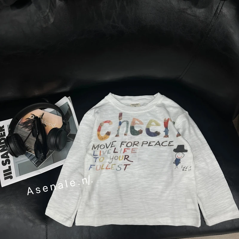 儿童长袖T2025潮流秋季新品男女童字母涂鸦打底衫宝宝休闲圆领T