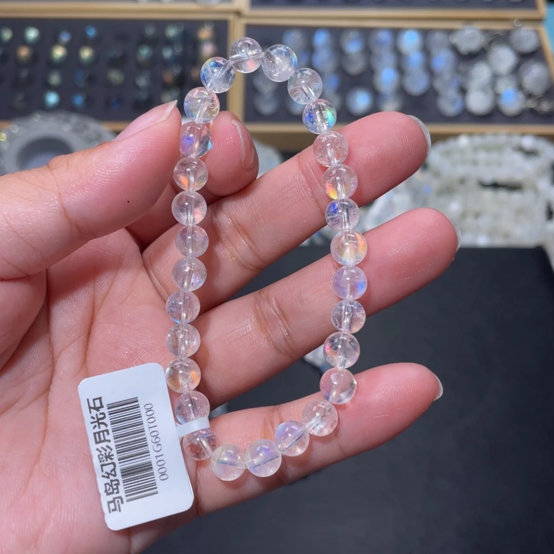 手链未镶嵌长石娜*马岛幻彩月光石手链6.5mm