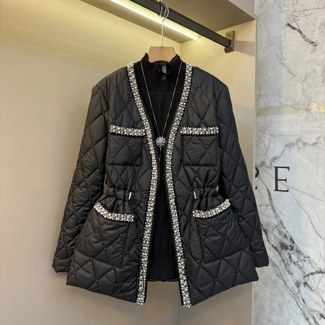 2025秋冬气质胖mm轻奢欧货高级重工钉珠加厚时尚洋气小香风外套