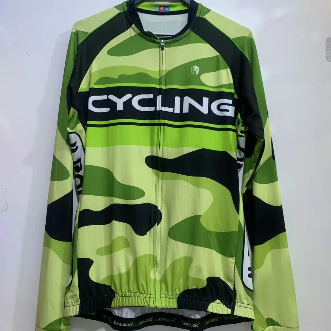 SQ 634【绿迷彩冰丝长袖男士】ILPALADINO专业版骑行服高弹户外