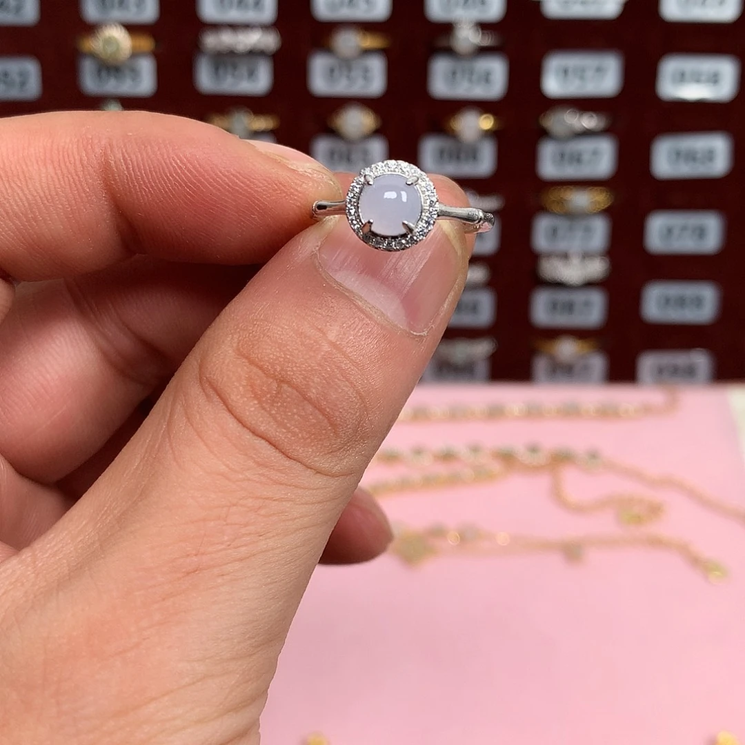 P***y翡翠银S925镶嵌戒指45