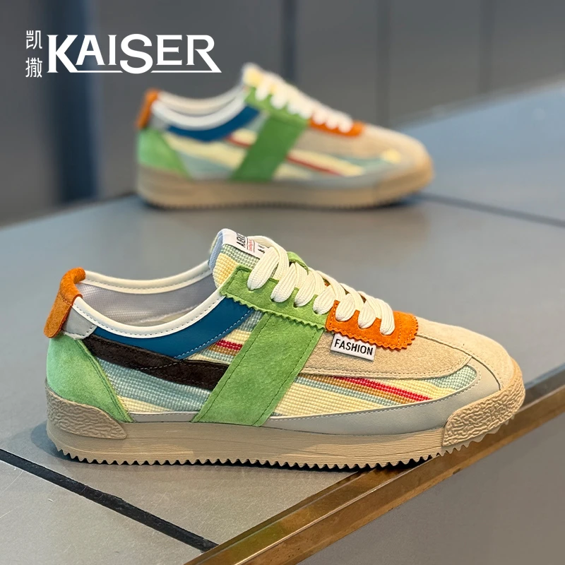 凯撒夏季新款多巴胺男鞋软底防滑耐磨低帮板鞋休闲潮流运动阿甘鞋